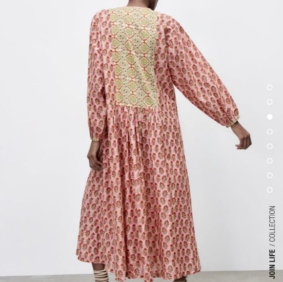 Brand New Zara Crochet Trim Printed Midi dress - Picture 8 of 13